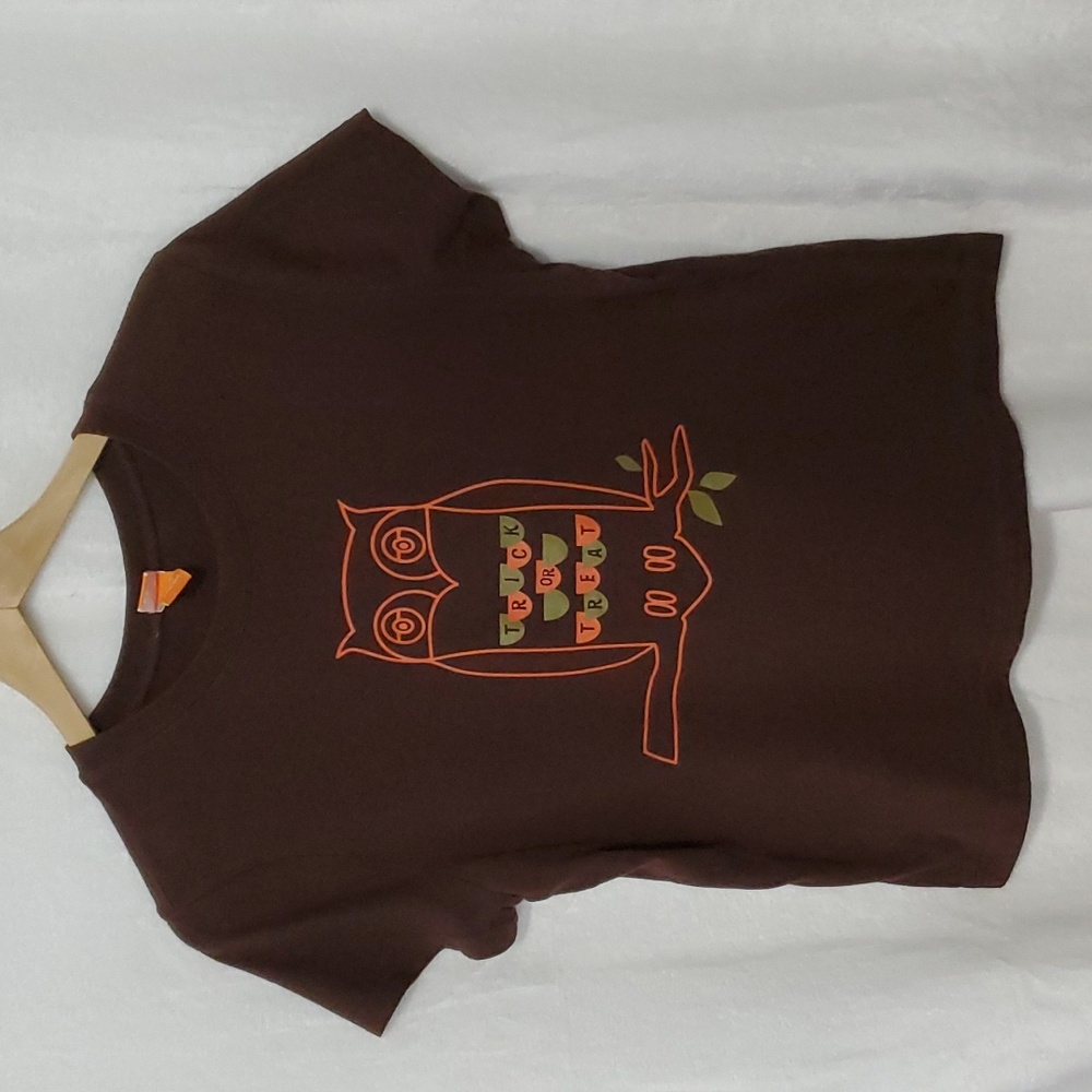 Halloween Owl Trick or Treat Print T-Shirt Size XL